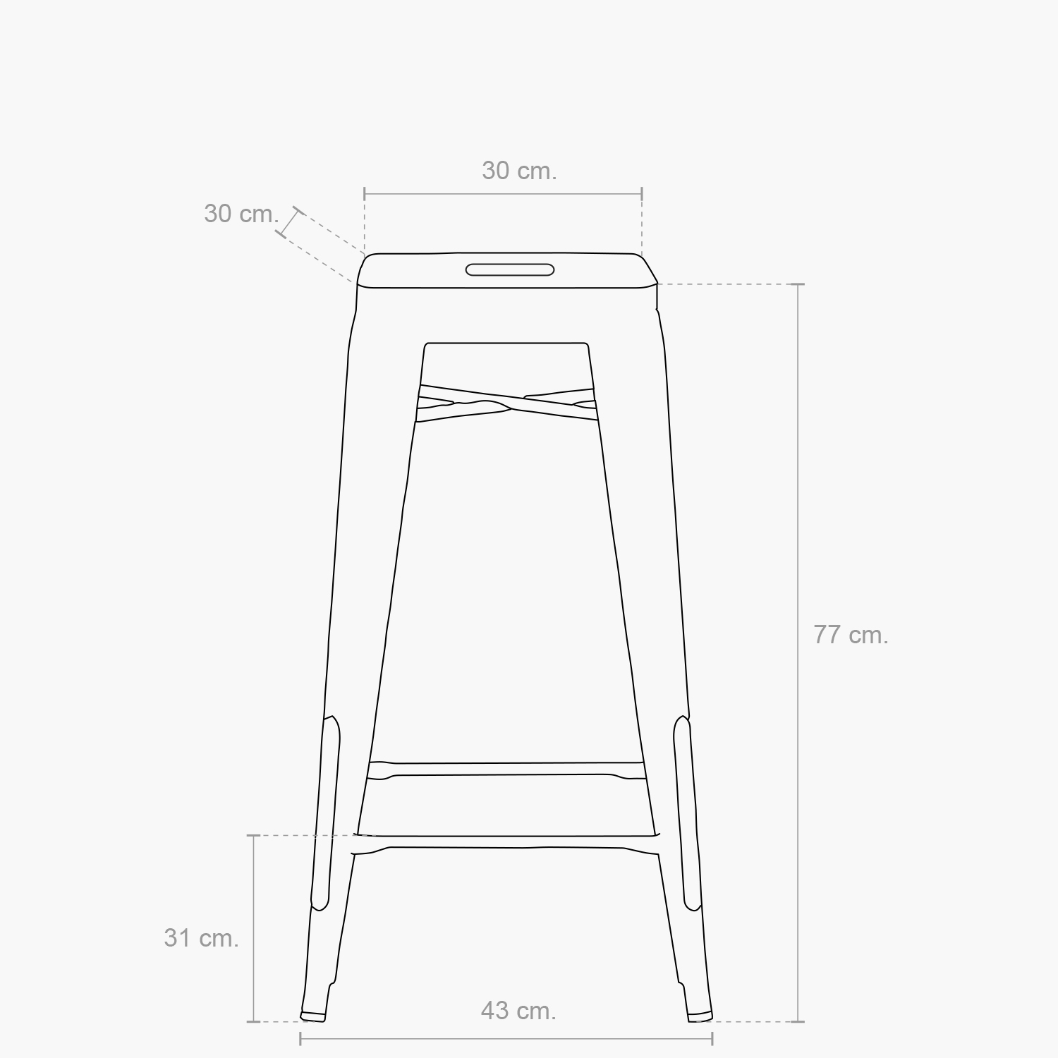PACK 4 TABURETES TOLIX 77 ASIENTO METAL BLANCO FORM - 5