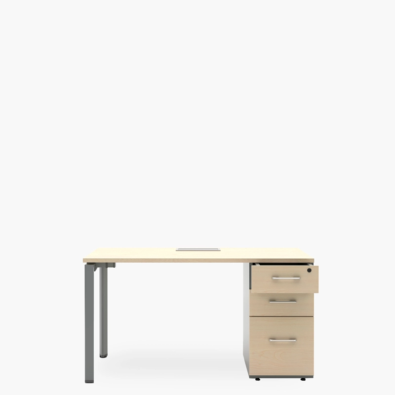 ESCRITORIO FORM OFFICE NEO CON PASACABLES 140X60 CON CAJONERA MELAMINA METAL - 1