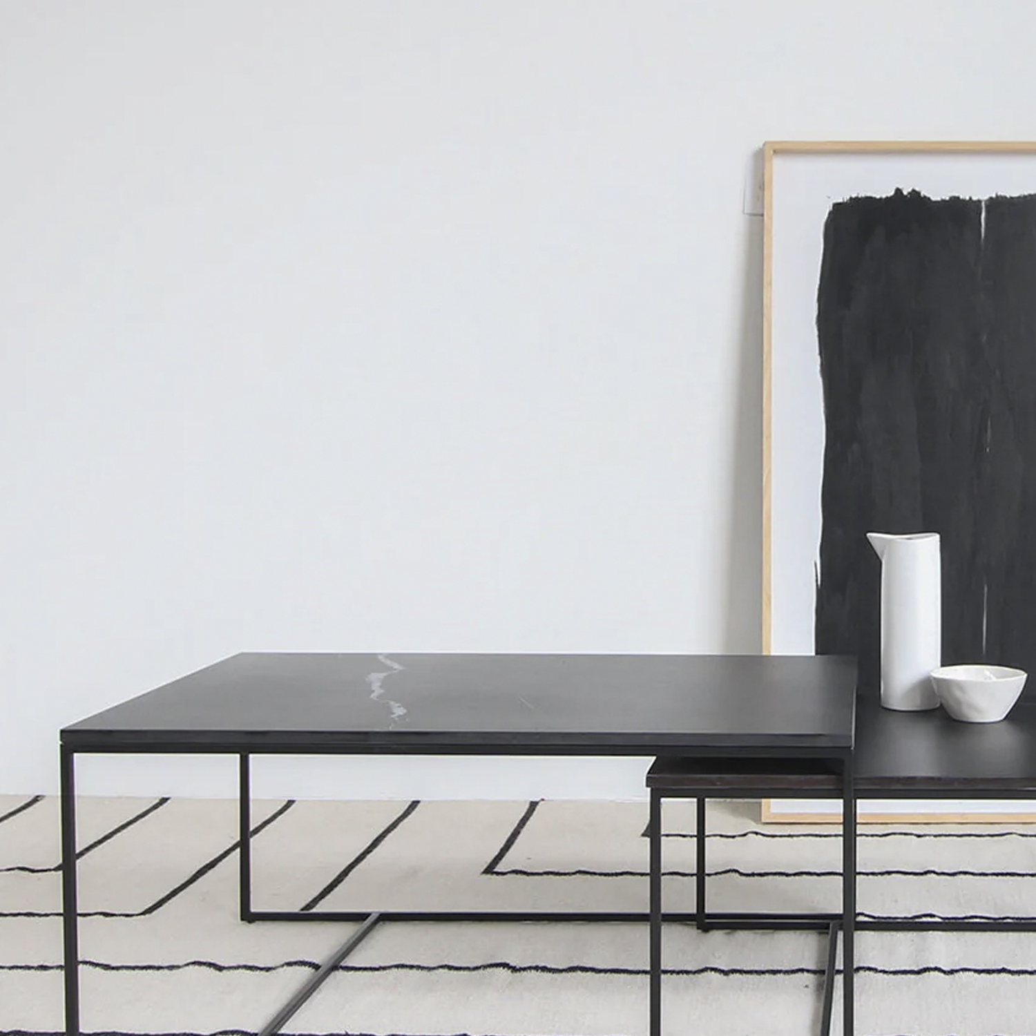 MESA DE CENTRO FORM DESIGN ALONZA TIPO MÁRMOL 90 NEGRO CERÁMICA - 2