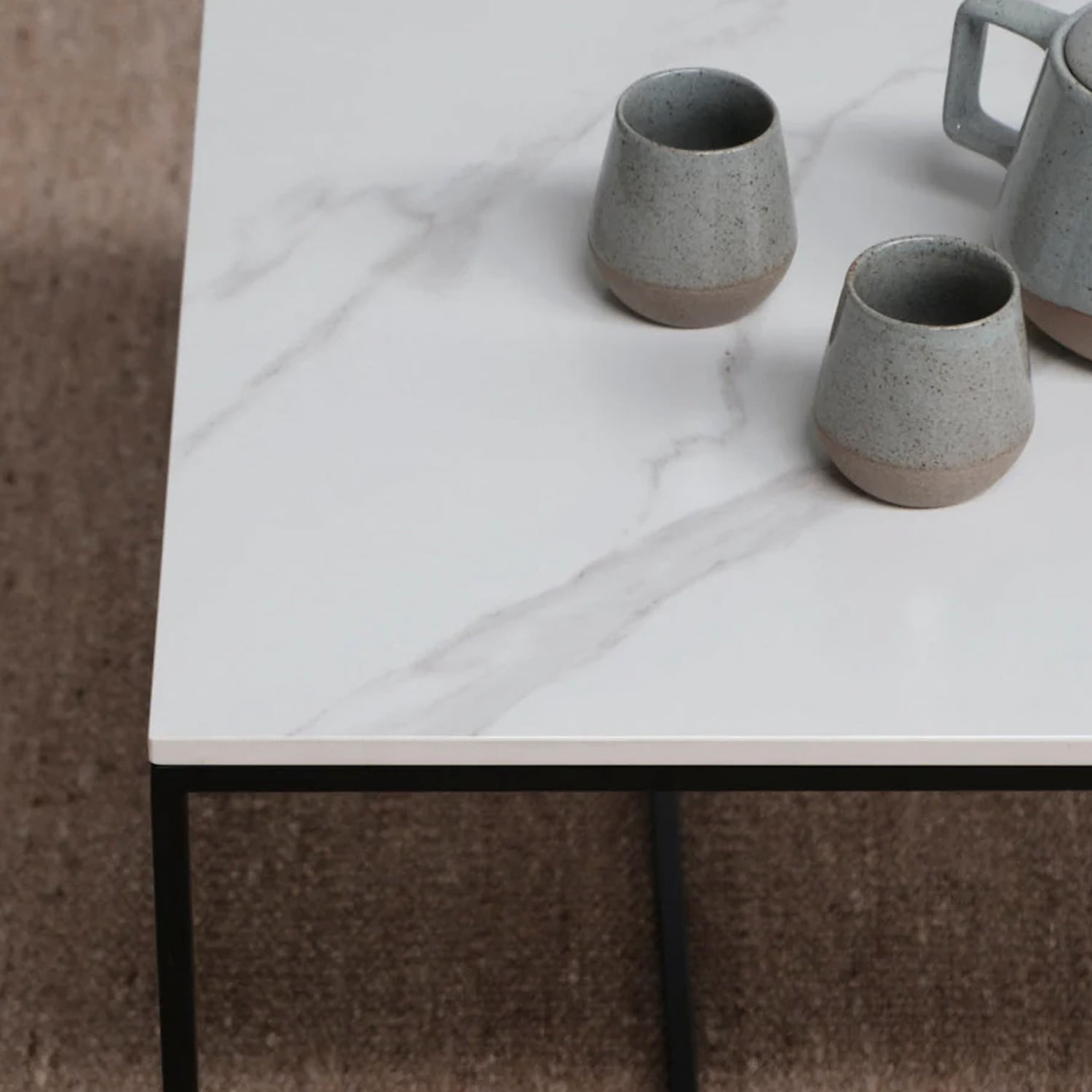 MESA DE CENTRO FORM DESIGN ALONZA TIPO MÁRMOL 90 BLANCO CERÁMICA - 5