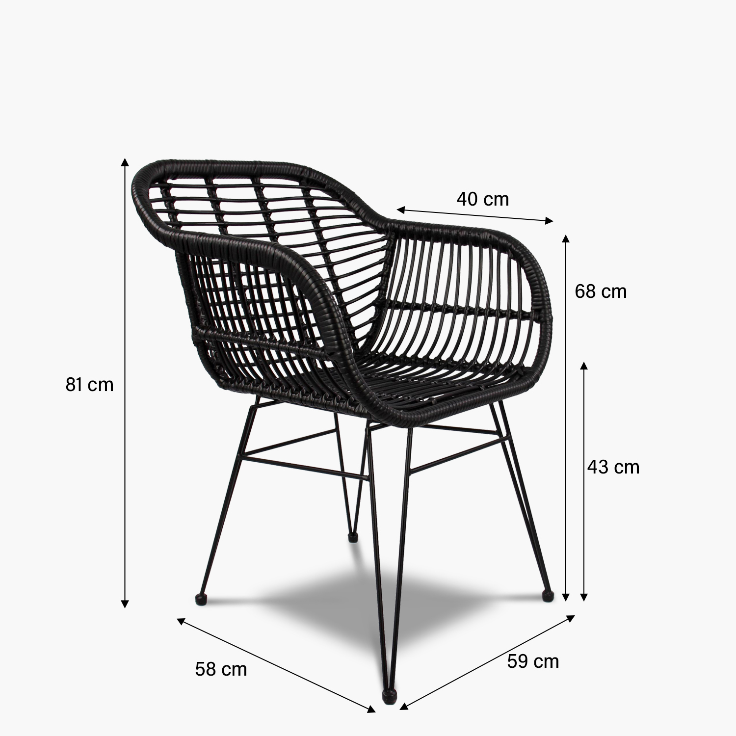 SILLA COMEDOR C/BRAZO TERRAZA RATAN CRETA NEGRO FORM - 7