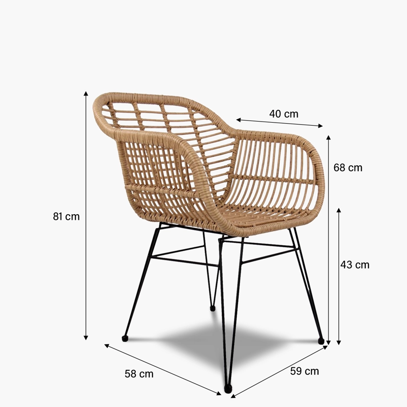 SILLA COMEDOR C/BRAZO TERRAZA RATAN CRETA FORM - 7