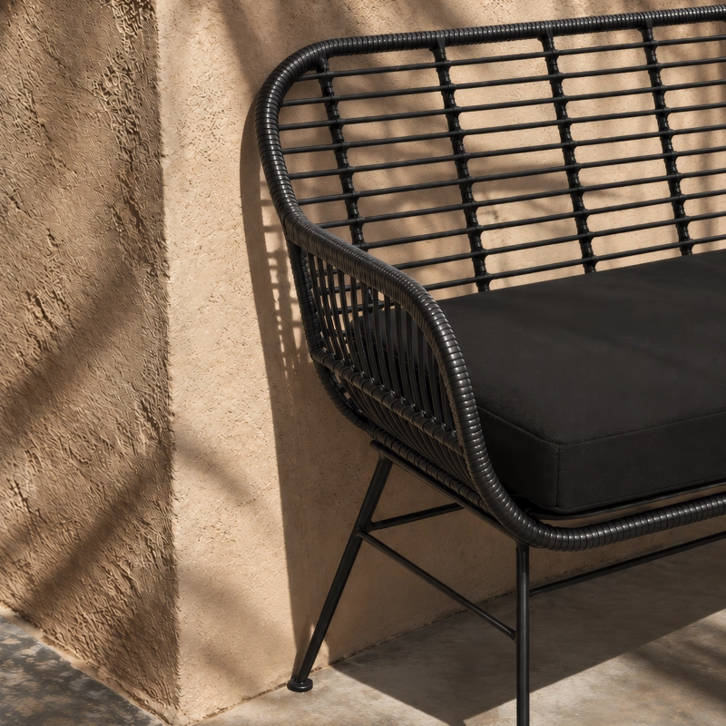 BANCA TERRAZA RATAN CRETA NEGRO FORM - 8