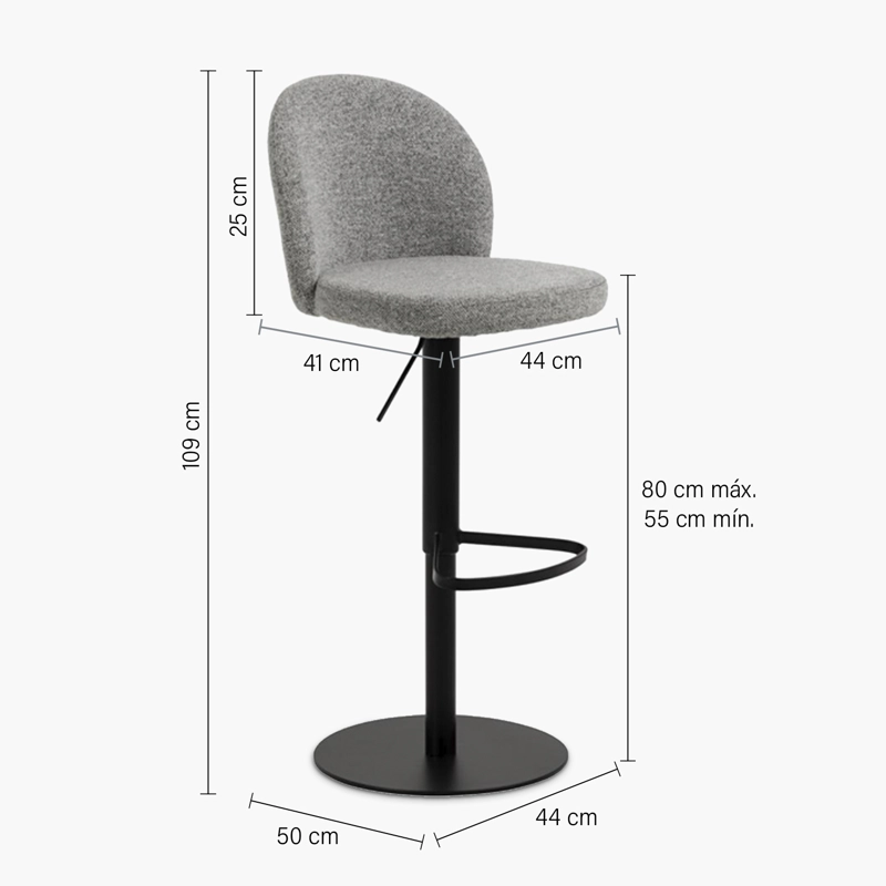 TABURETE TAPIZ PASCALE GRIS FORM - 8