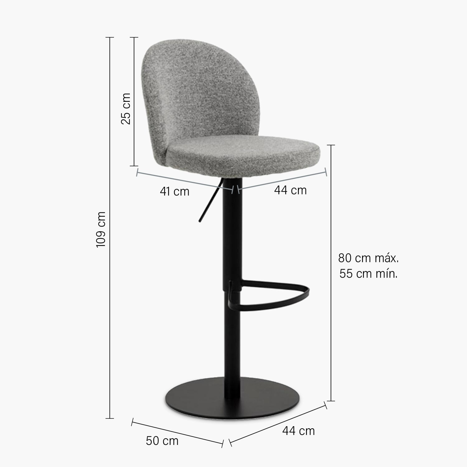 TABURETE TAPIZ PASCALE GRIS FORM - 8