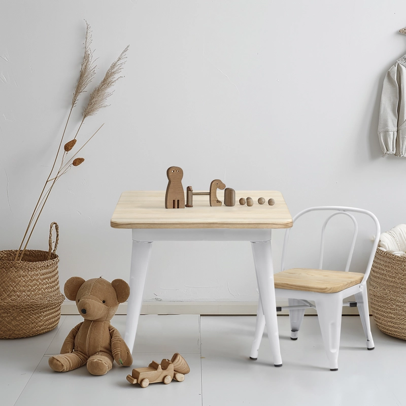 MESA FORM DESIGN INFANTIL BECCA NATURA/BLANCO METAL - 2