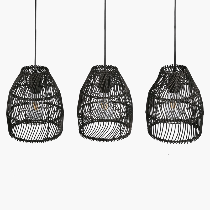 LAMPARA DE COLGAR SARAH X3 NEGRO FORM - 3