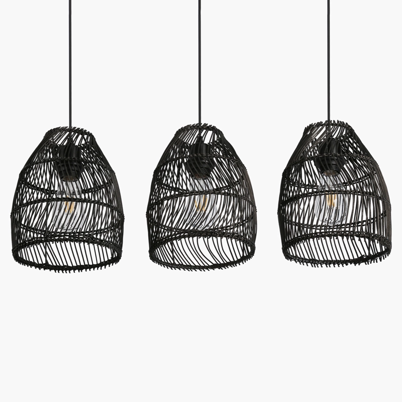 LAMPARA DE COLGAR SARAH X3 NEGRO FORM - 4