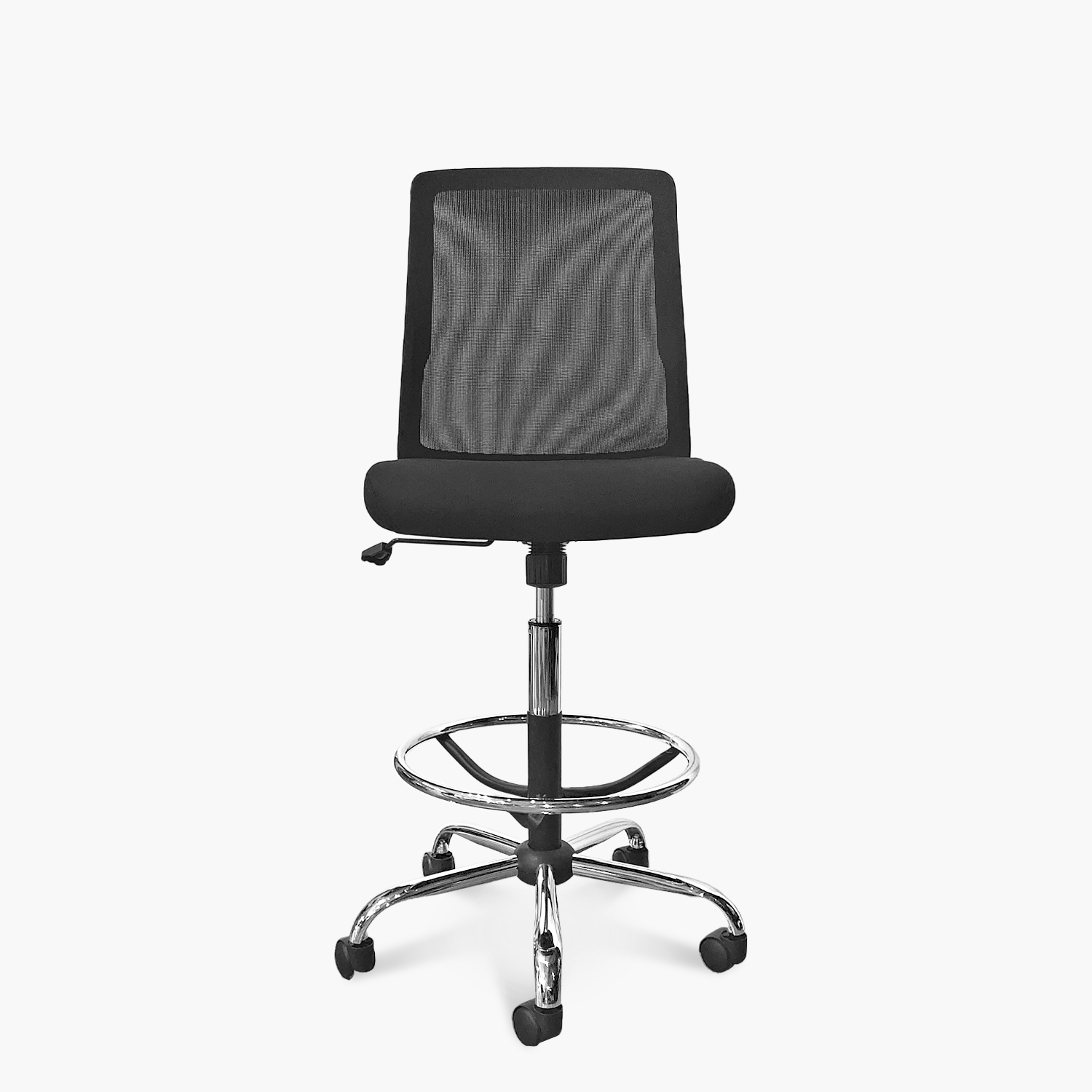 SILLA OFICINA FORM OFFICE METAL NEGRO CUBA MEDIA SIN BRAZOS CON ARO CAJERO - 1