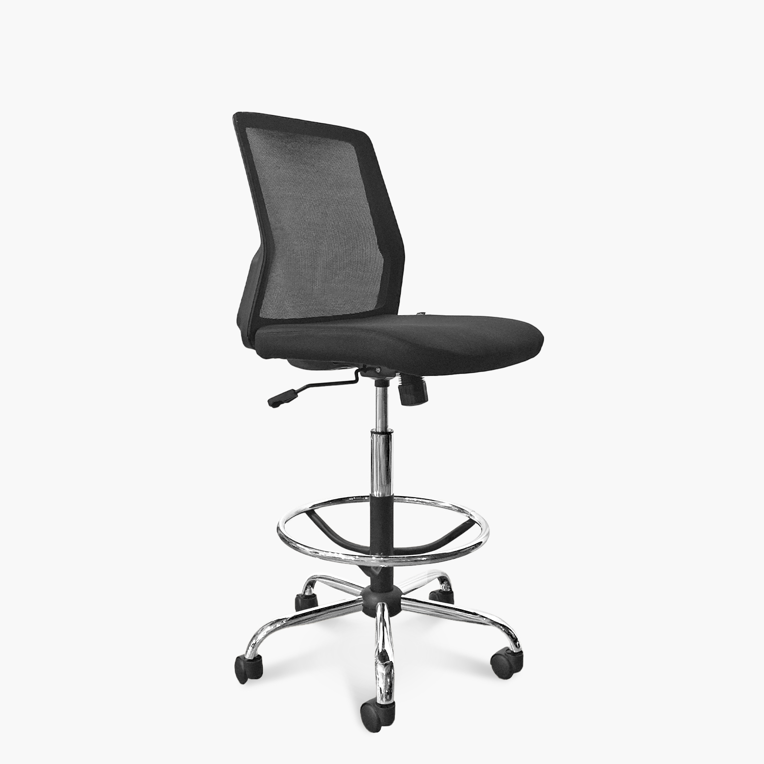 SILLA OFICINA FORM OFFICE METAL NEGRO CUBA MEDIA SIN BRAZOS CON ARO CAJERO - 2