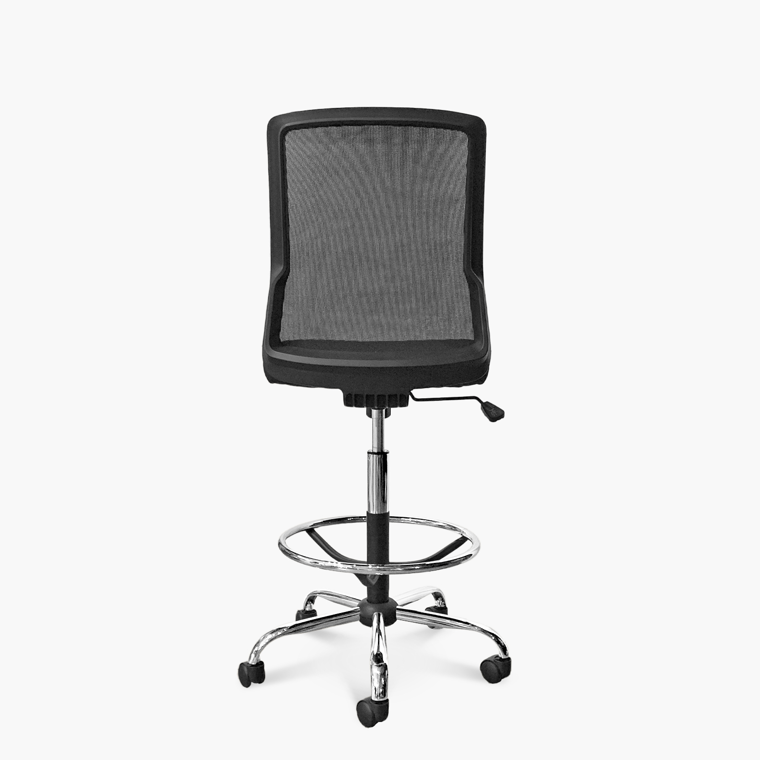 SILLA OFICINA FORM OFFICE METAL NEGRO CUBA MEDIA SIN BRAZOS CON ARO CAJERO - 4