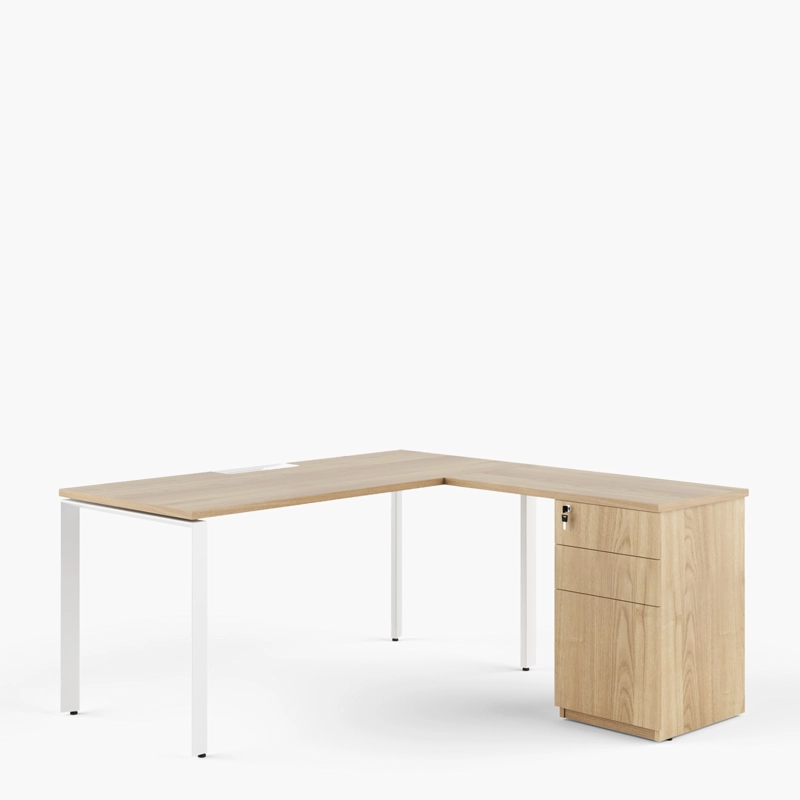 LATERAL C/CAJONERA FORM OFFICE ESCRITORIO SPACE 50X90 NATURA BLANCO ACERO - 3