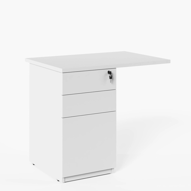 LATERAL C/CAJONERA FORM OFFICE ESCRITORIO SPACE 50X90 BLANCO ACERO - 1