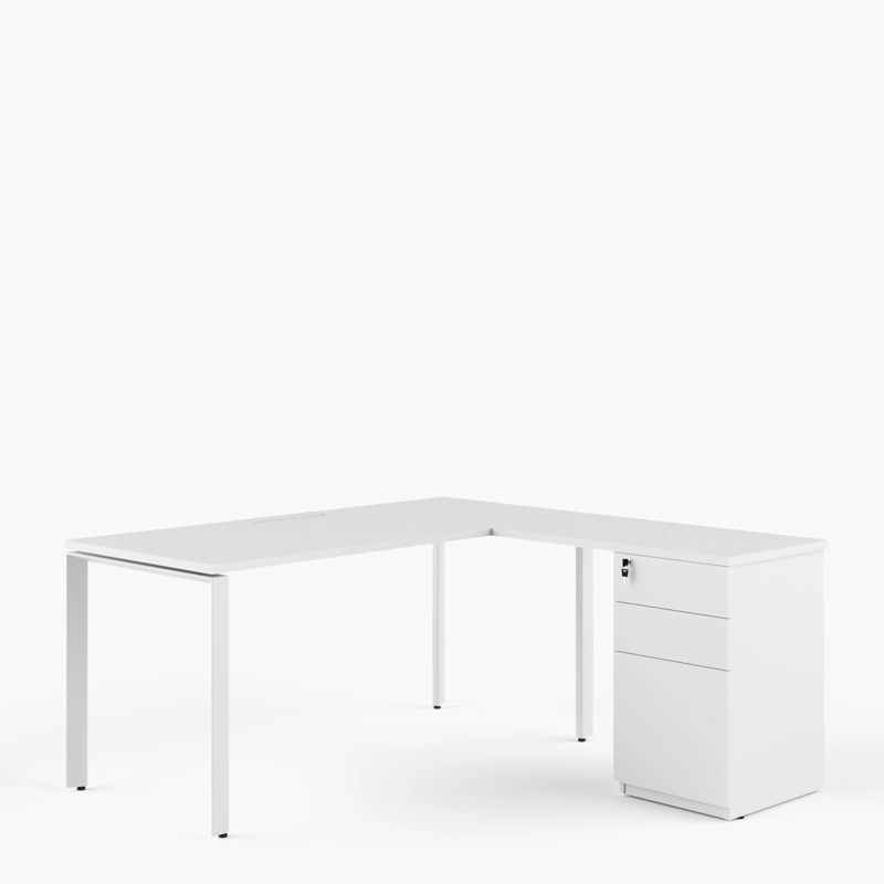 LATERAL C/CAJONERA FORM OFFICE ESCRITORIO SPACE 50X90 BLANCO ACERO - 3