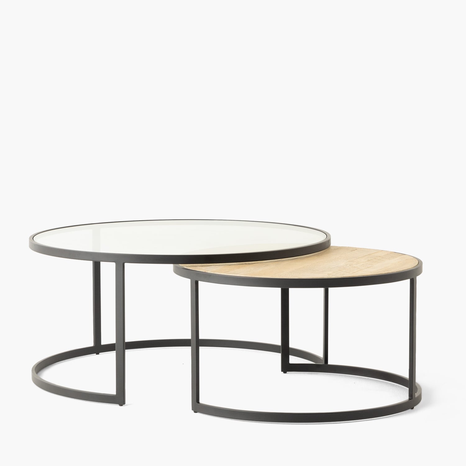 MESA FORM DESIGN LEXINGTON ANIDADA ROBLE/VIDRIO MADERA - 1