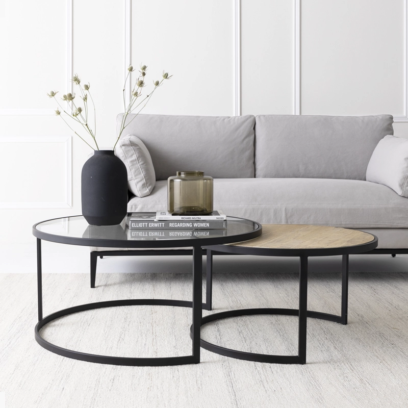 MESA FORM DESIGN LEXINGTON ANIDADA ROBLE/VIDRIO MADERA - 2