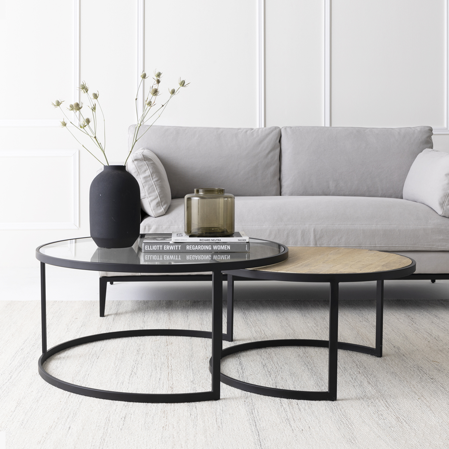 MESA FORM DESIGN LEXINGTON ANIDADA ROBLE/VIDRIO MADERA - 2