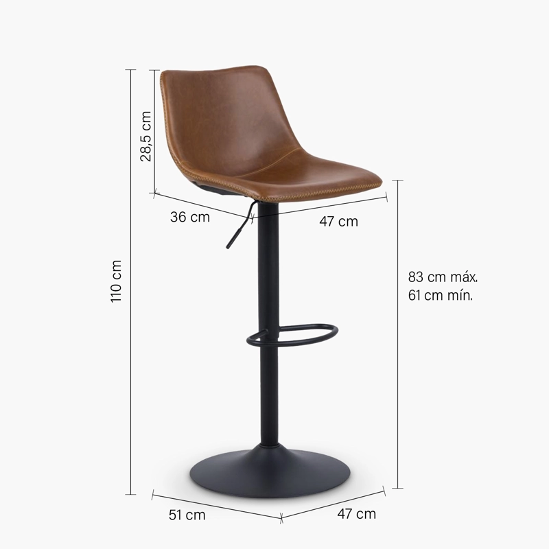 TABURETE FORM DESIGN ACERO CAFÉ TAPIZ EGON - 8