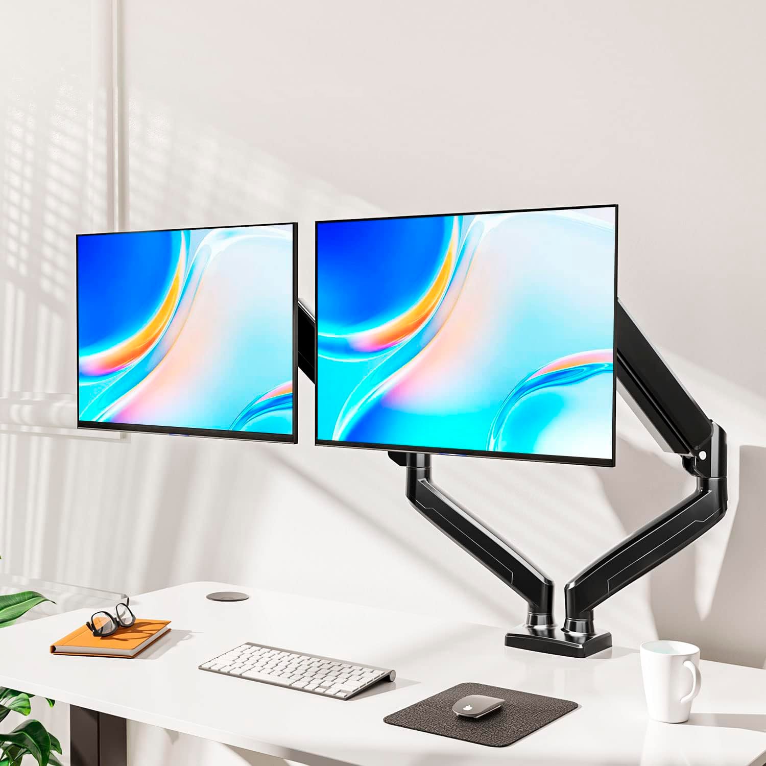 SOPORTE MONITOR ESCRITORIO DOBLE NEGRO FORM - 2