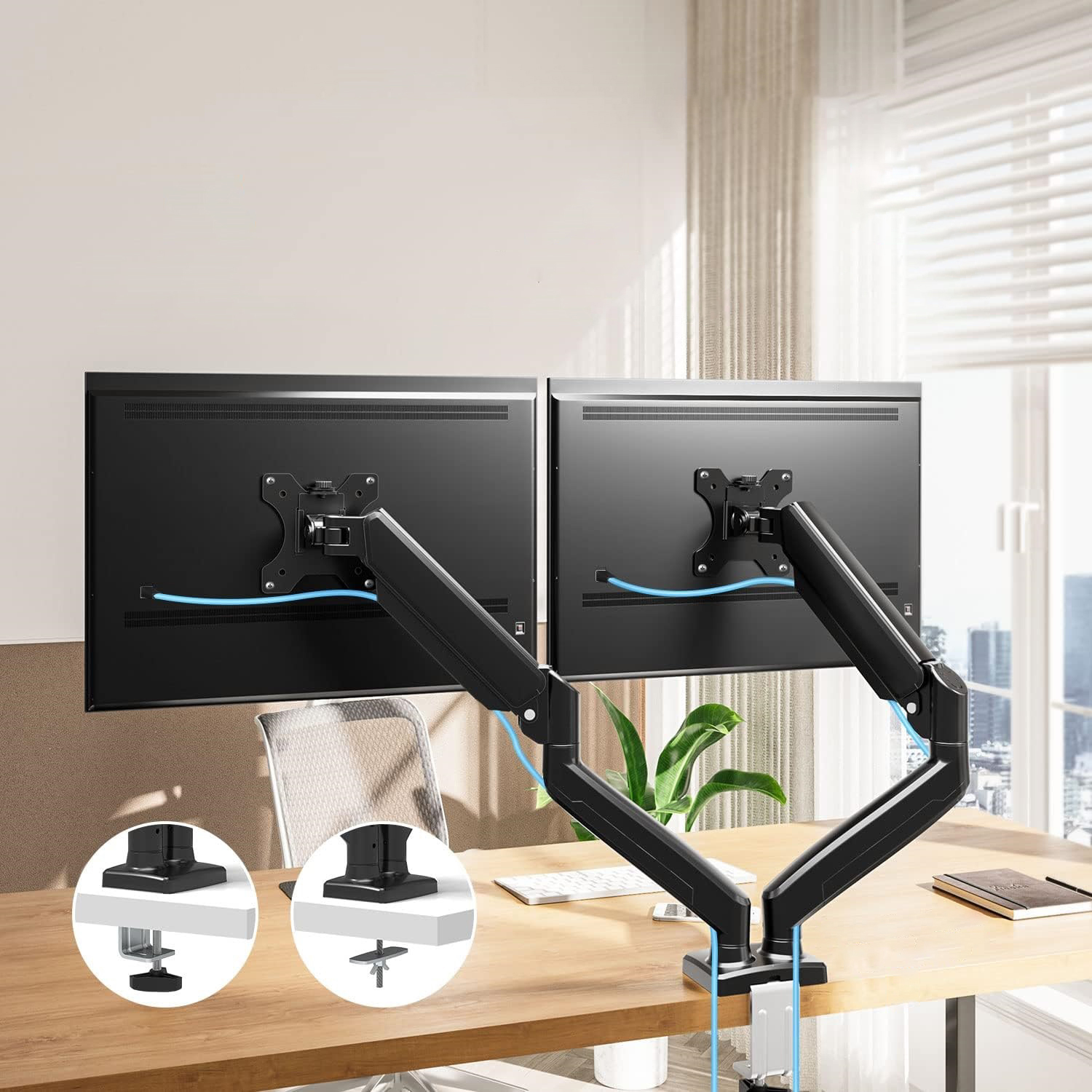 SOPORTE MONITOR ESCRITORIO DOBLE NEGRO FORM - 6