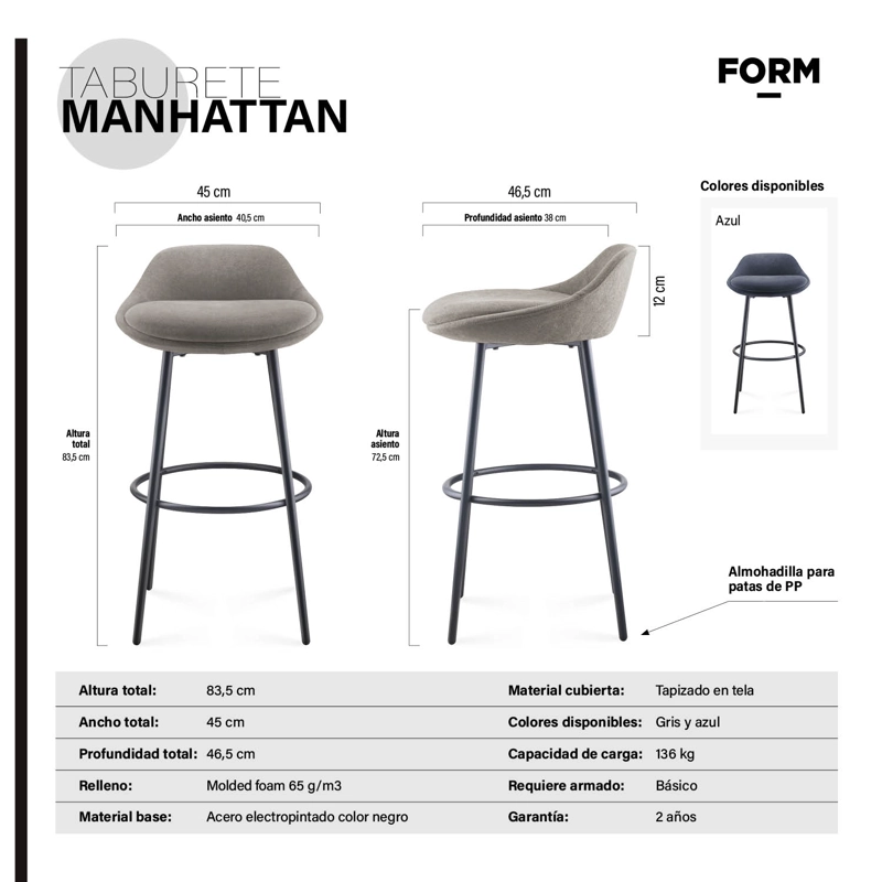 TABURETE MANHATTAN GRIS FORM - 7