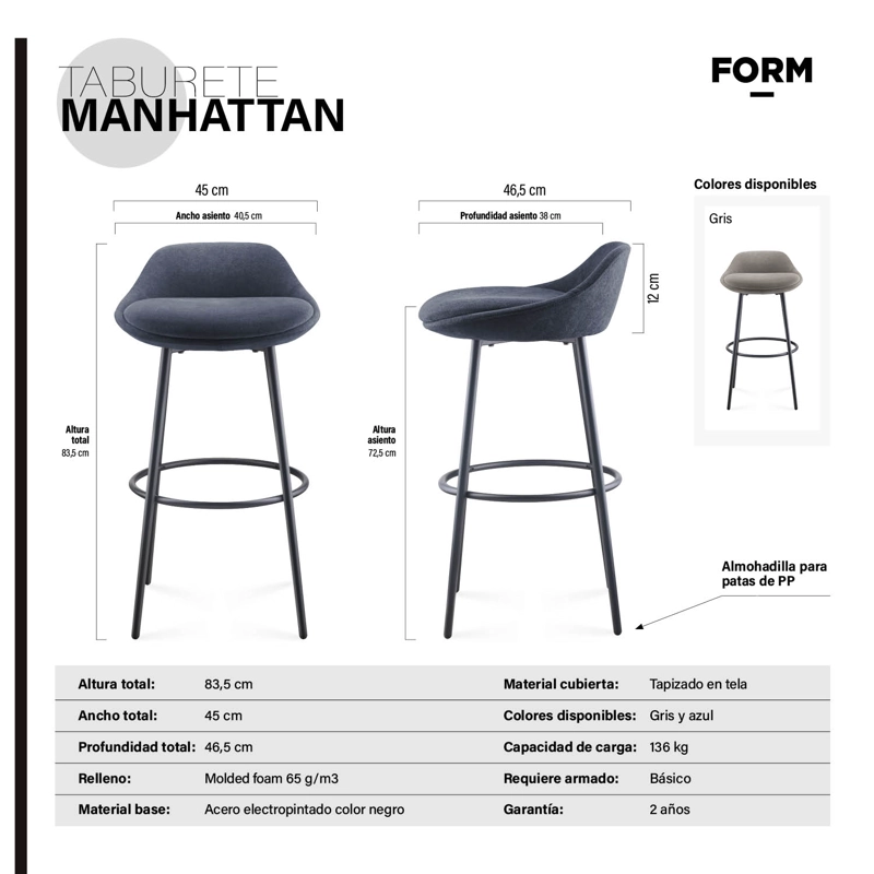 TABURETE MANHATTAN AZUL FORM - 7
