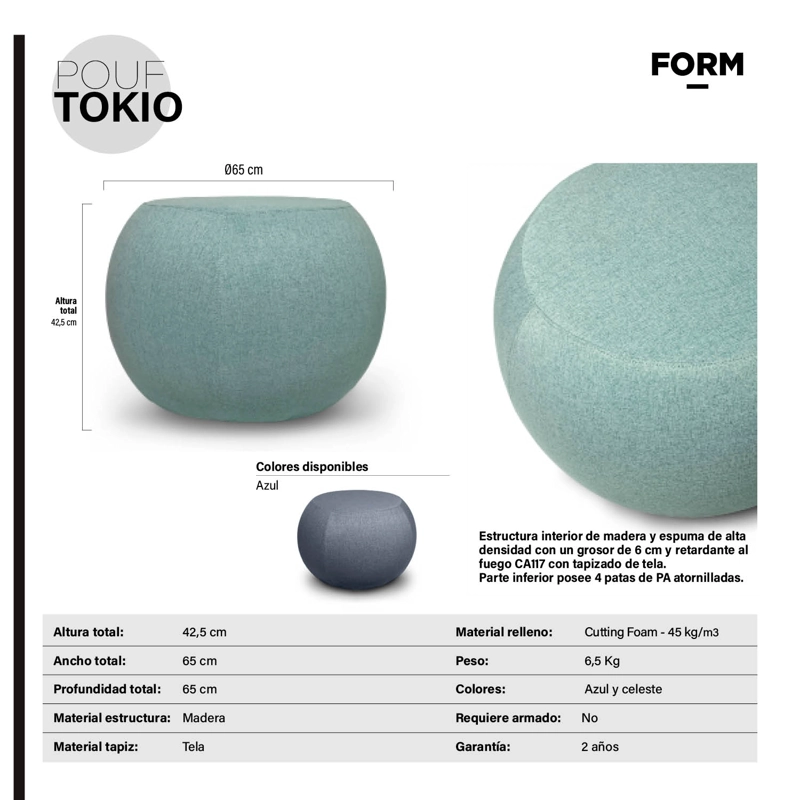 POUF TOKIO CELESTE FORM - 6