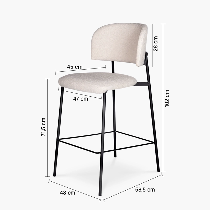 TABURETE TAPIZ REGINA CREMA FORM - 3
