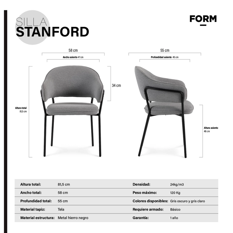 SILLA HOME OFFICE STANFORD GRIS OSCURO FORM - 7