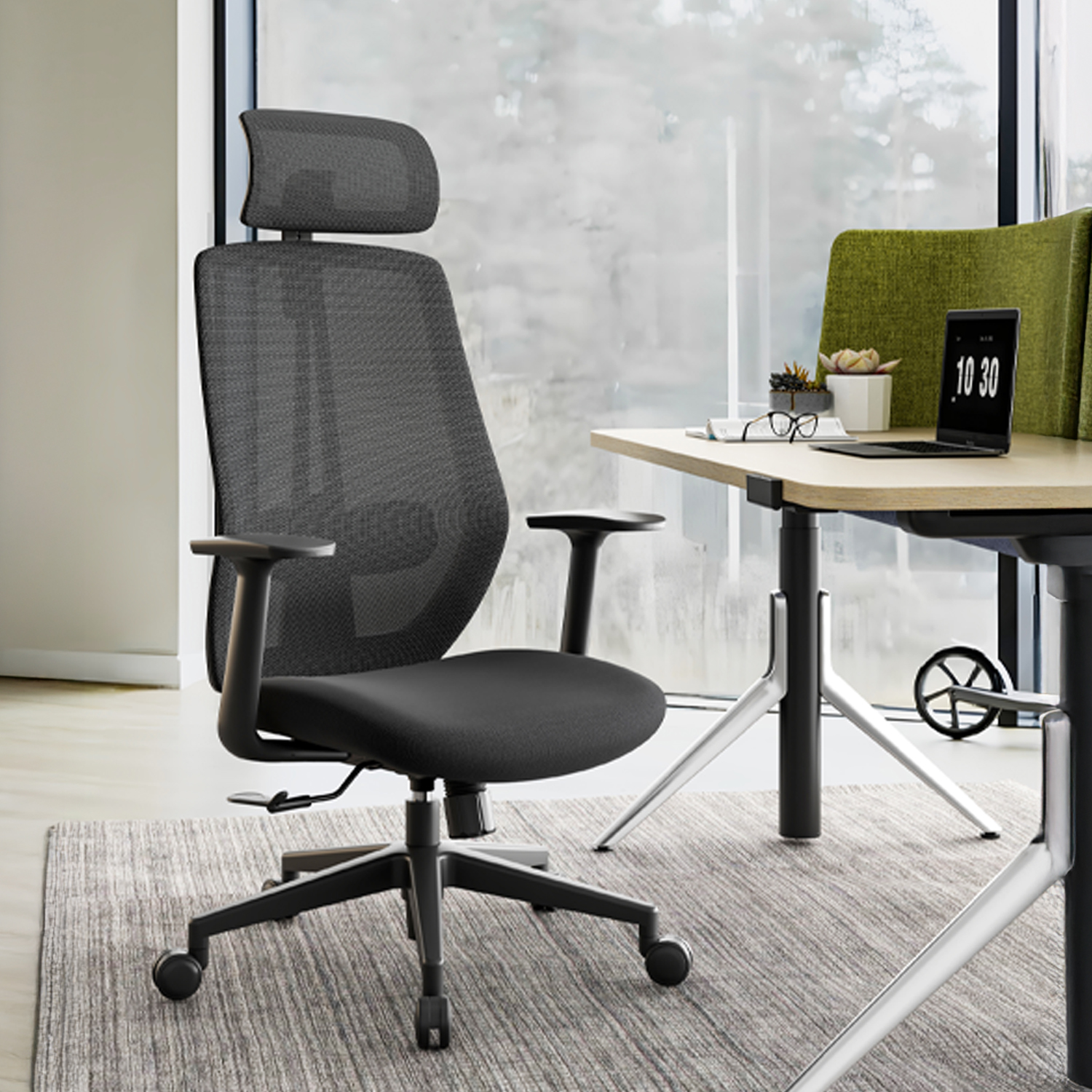 SILLA OFICINA ONE CON CABECERO NEGRO FORM - 2