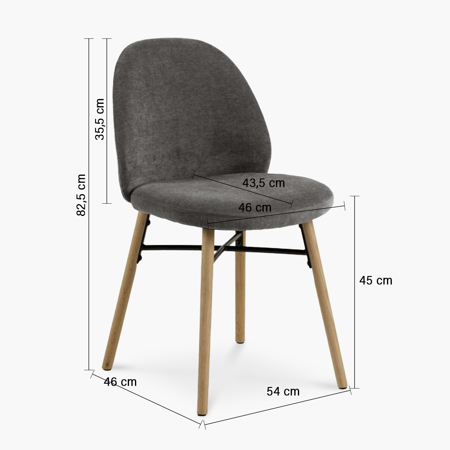 PACK 2 SILLA TAPIZ REMY GRIS OSCURO FORM - 9