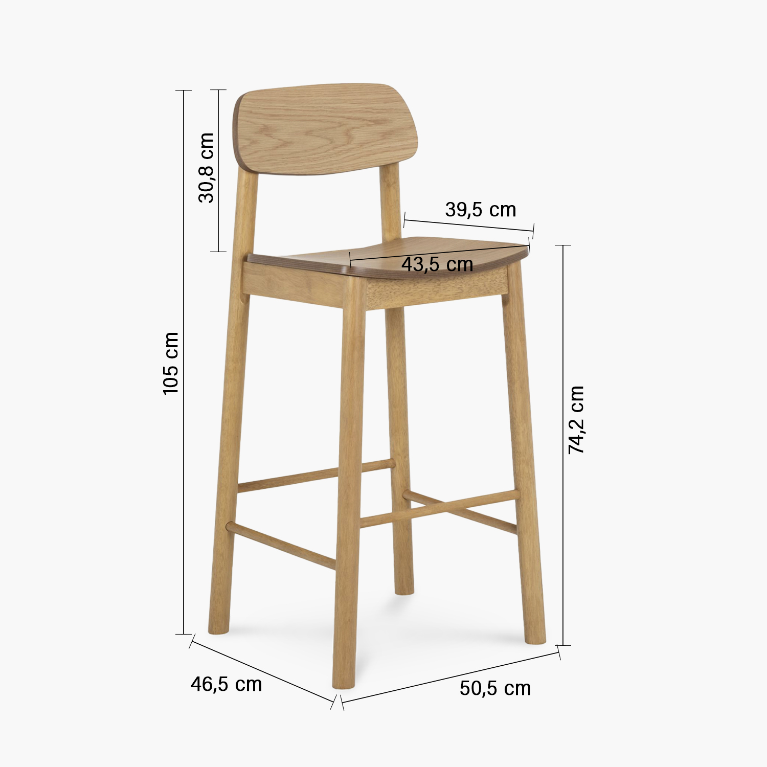 PACK 2 TABURETE MADERA OWEN NATURAL FORM - 8