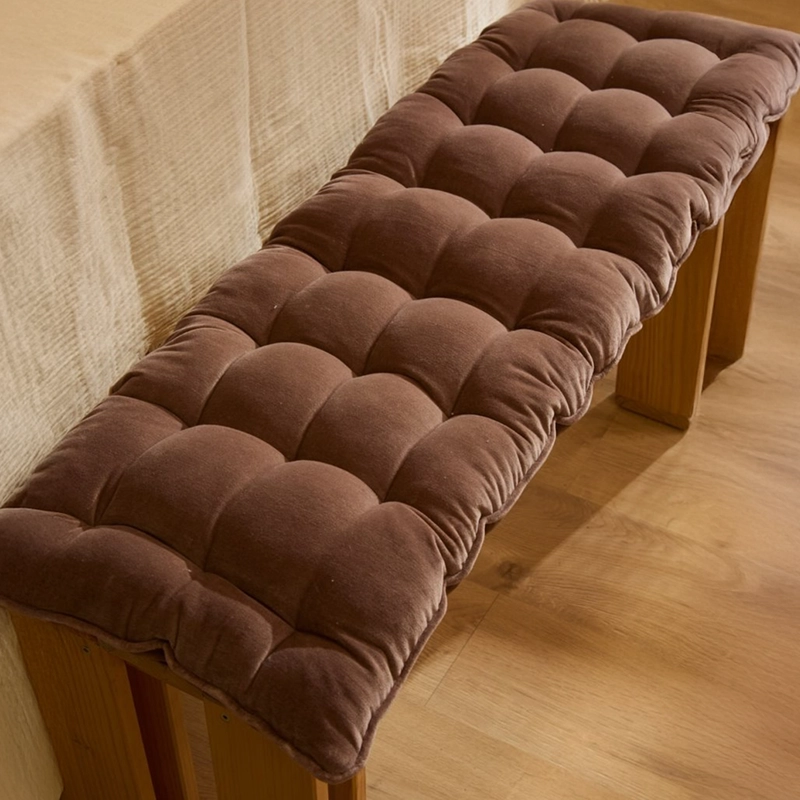 COJIN DE BANQUETA VELUR 120X40X4 CAFE  CALMA HOUSE - 2