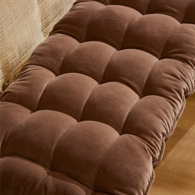 COJIN DE BANQUETA VELUR 120X40X4 CAFE  CALMA HOUSE - 4
