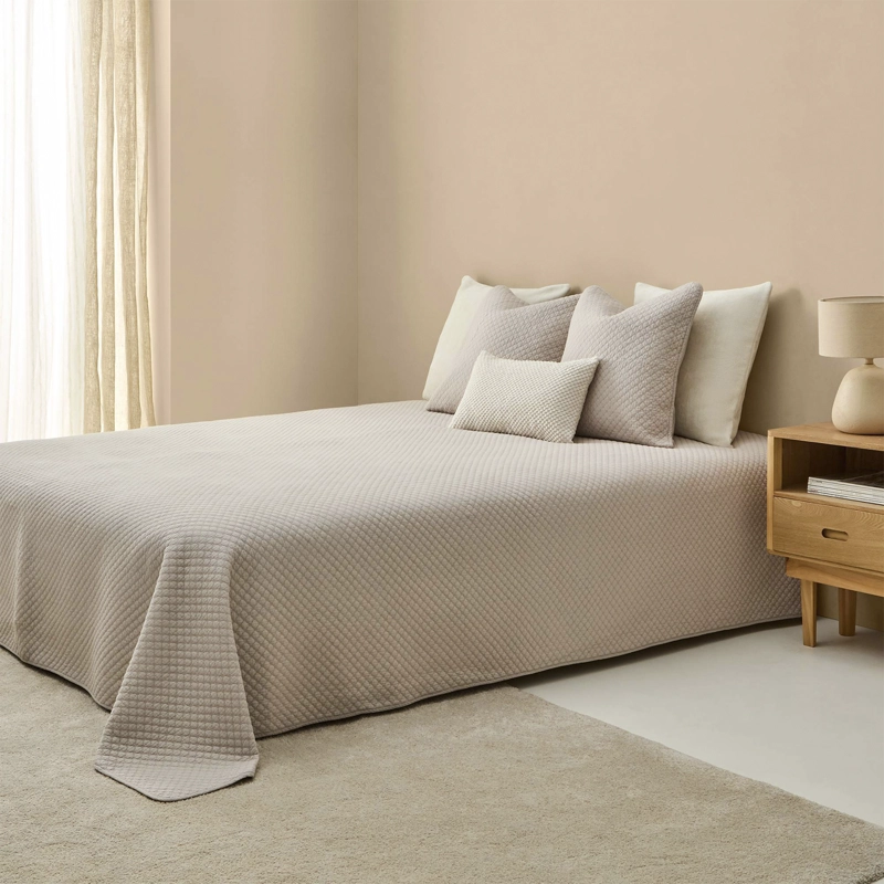 COLCHA 240X270 GRIS (CAMA 2 PLAZAS O QUEEN) TEXTURA - 2