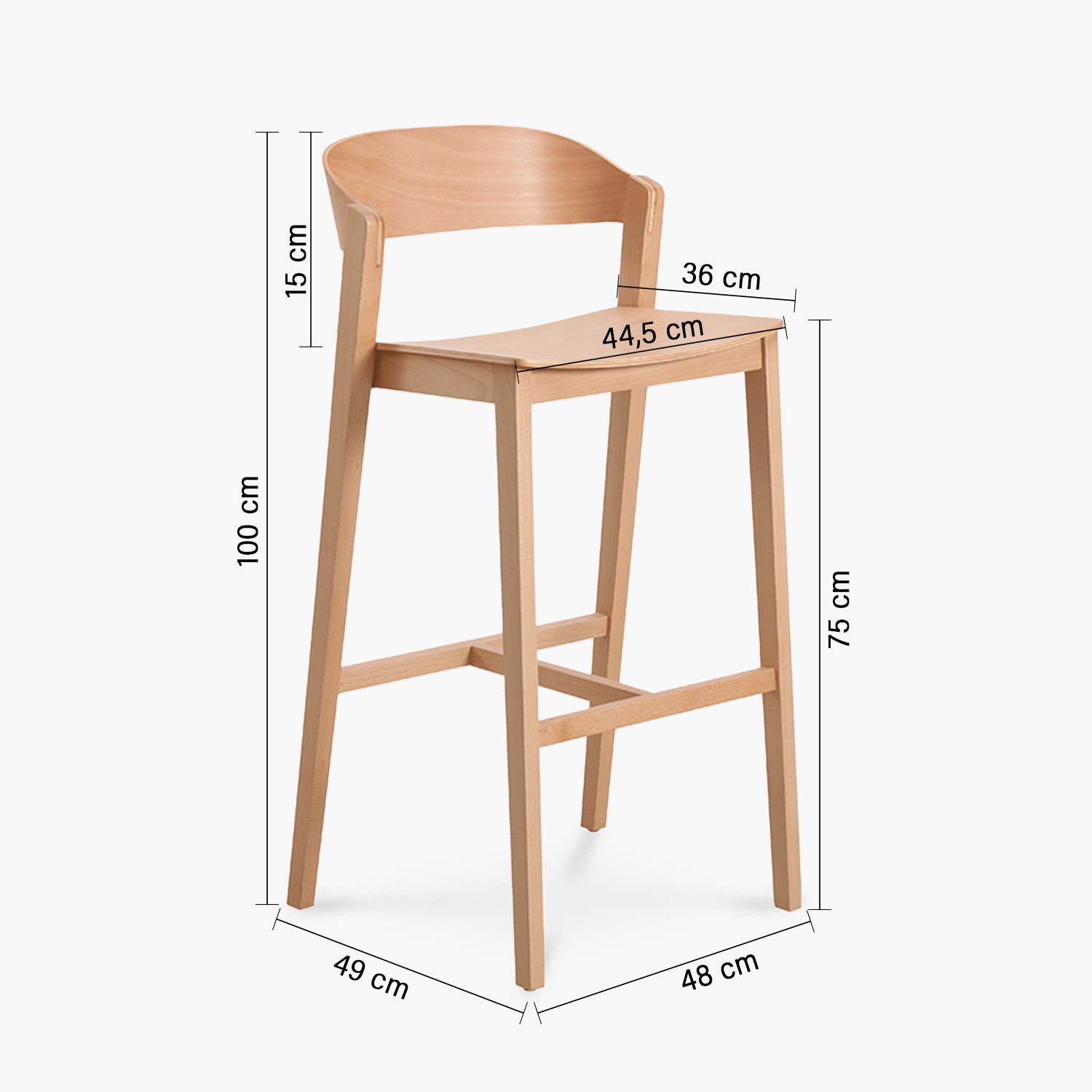 TABURETE ALTO 76 MADERA CELINE NATURAL FORM - 6