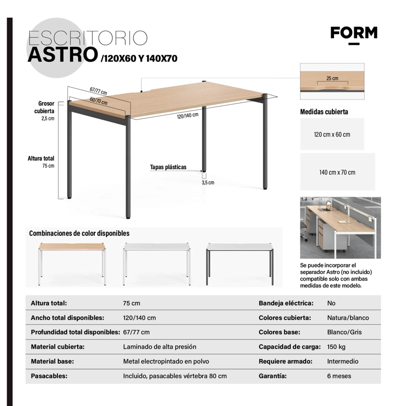 ESCRITORIO ASTRO 120X60 BLANCO/BLANCO FORM - 5