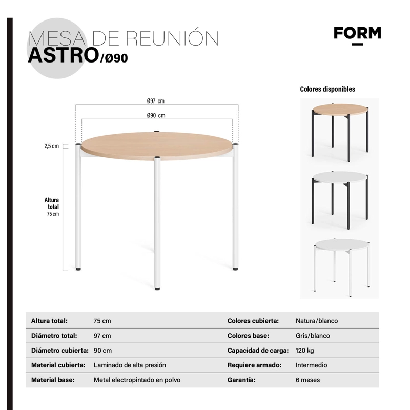 MESA OFICINA REUNION ASTRO 90D NATURA/GRIS FORM - 3