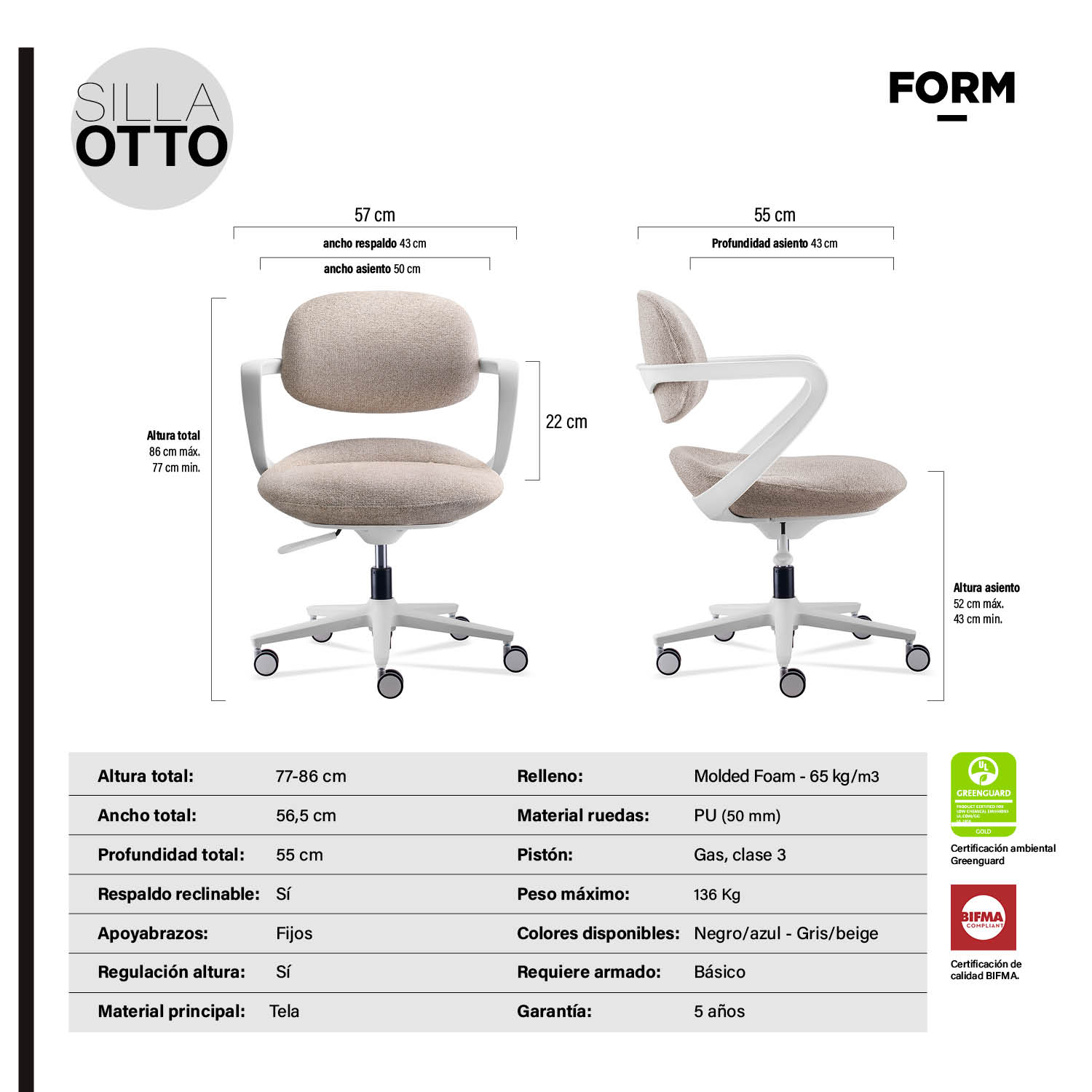 SILLA OFICINA OTTO BLANCO FORM - 9