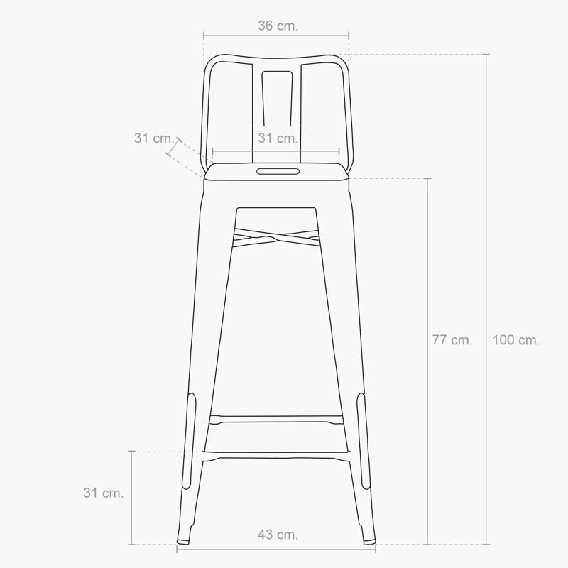 TABURETE ALTO 77 TOLIX C/RESP METAL FORM - 5