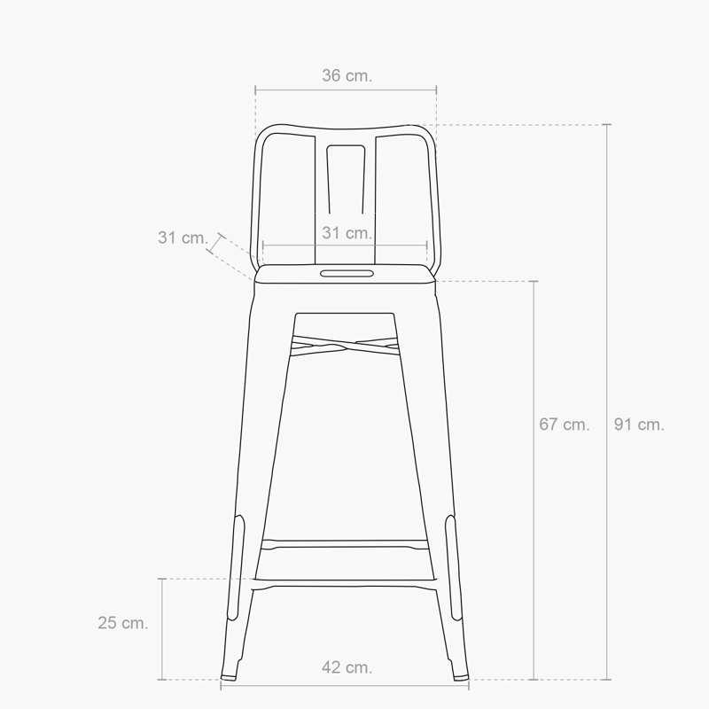 TABURETE MEDIO 67 TOLIX C/RESP NEGRO FORM - 5