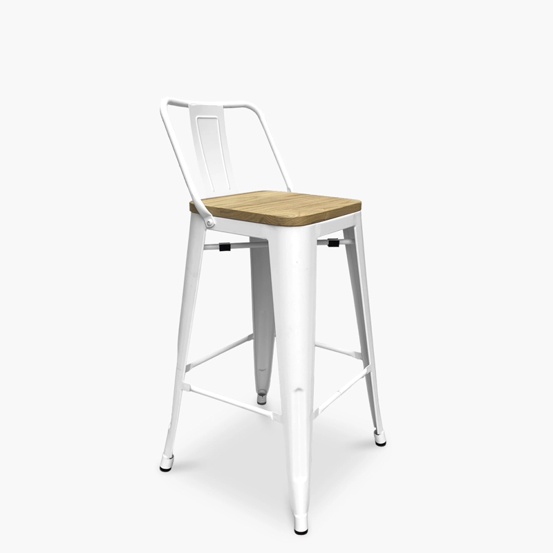 TABURETE MEDIO 66 TOLIX MADERA C/ RESP BLANCO FORM - 2