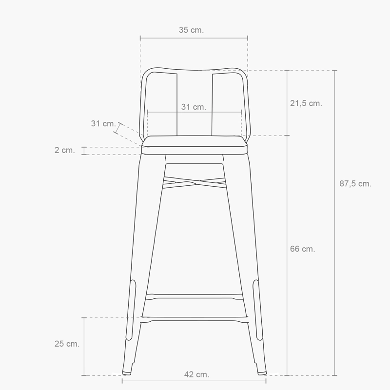 TABURETE MEDIO 66 TOLIX MADERA C/ RESP BLANCO FORM - 4