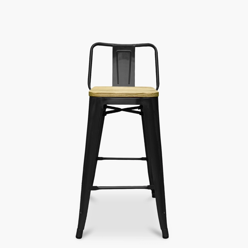 TABURETE MEDIO 66 TOLIX MADERA C/ RESP NEGRO FORM - 1