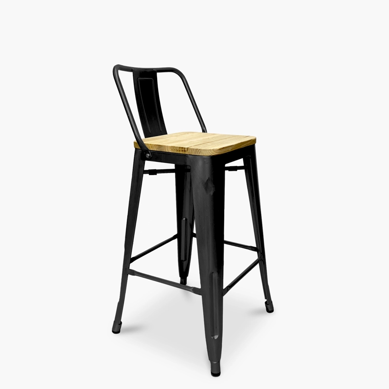 TABURETE MEDIO 66 TOLIX MADERA C/ RESP NEGRO FORM - 2