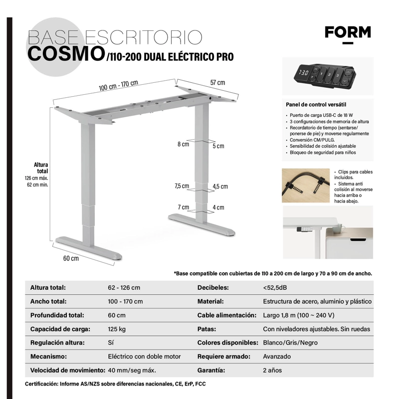 BASE ACERO COSMO 110-200 DUAL ELE CTRICO PRO GRIS FORM - 6