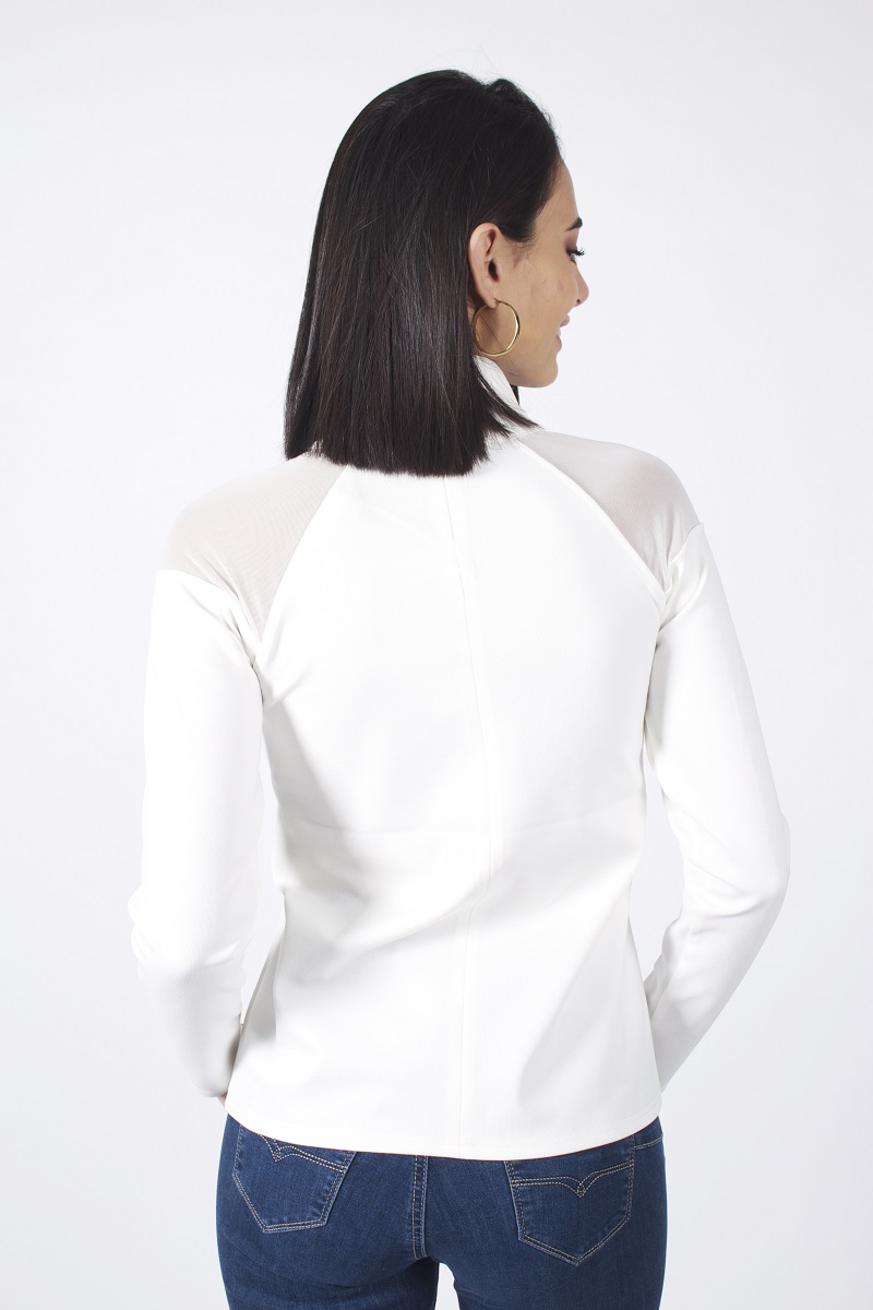 POLERA CUELLO ALTO CON APLIQUE DE ENCAJE - 3