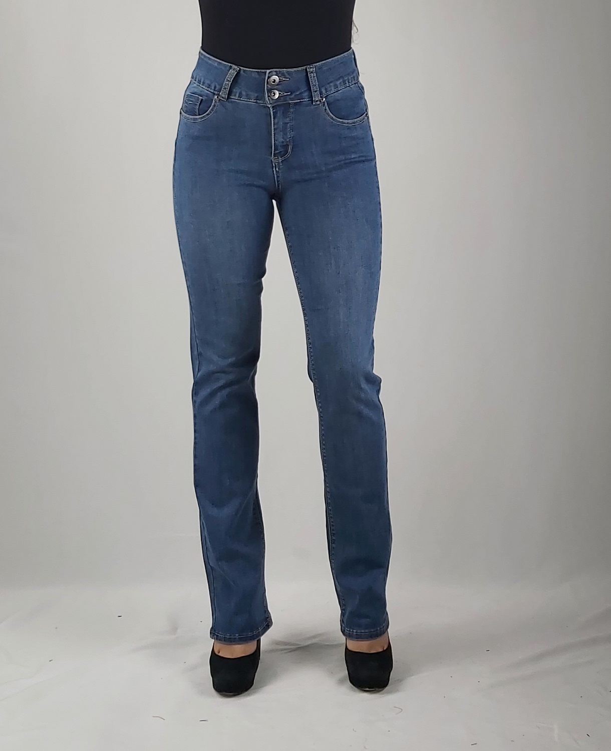 JEANS MUJER TENTATION AZUL RECTO TIRO ALTO PUSH UP - 1