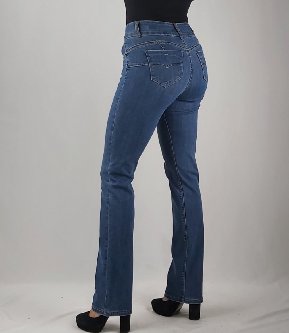 JEANS MUJER TENTATION AZUL RECTO TIRO ALTO PUSH UP - 2