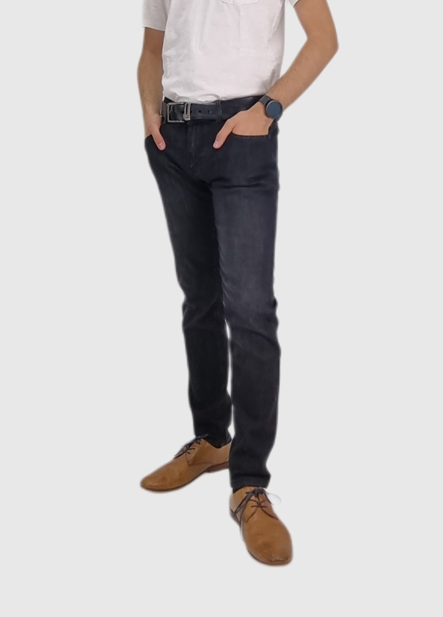 JEANS SKINNY HOMBRE TRAFFIC NEGRO SEMI PITILLO - 1